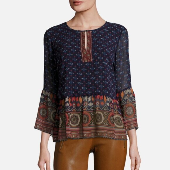 Joie  Hakima Print Peasant Top Boho Blouse Shirt Silk  blouse S - Picture 6 of 16